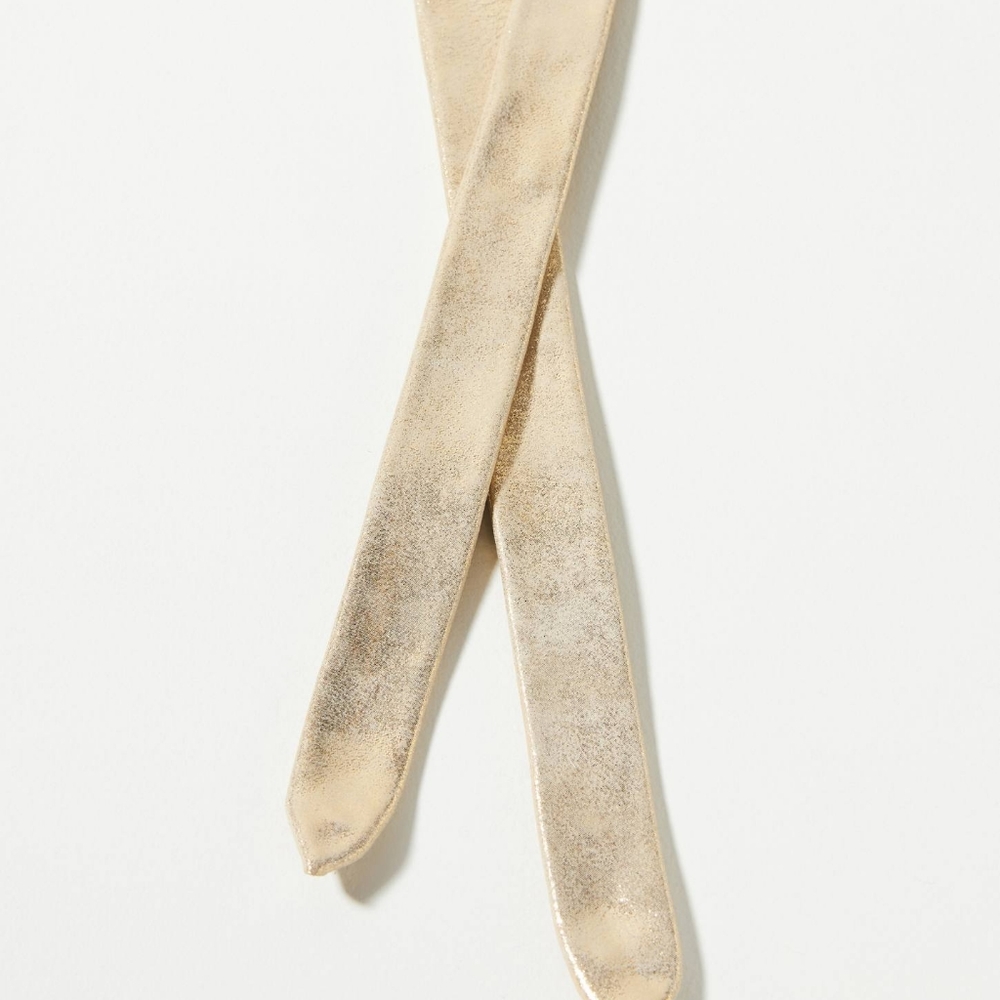 Anthropologie glam gold metallic leather wrap belt - Picture 3 of 7